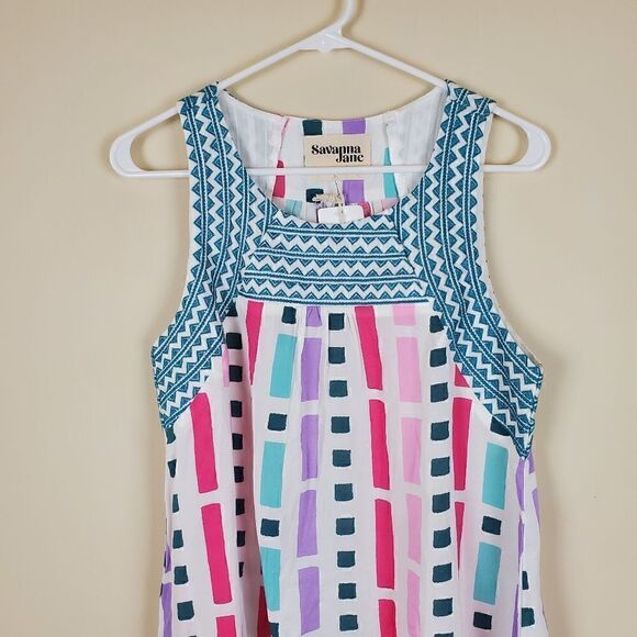 Savanna Jane Embroidered Printed Sleeveless Top Small - Picture 2 of 8